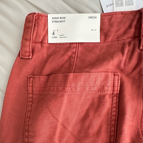 NWT American Eagle high rise stretch cargo pant, size 4 short (27W). Color: red. - Picture 4 of 4